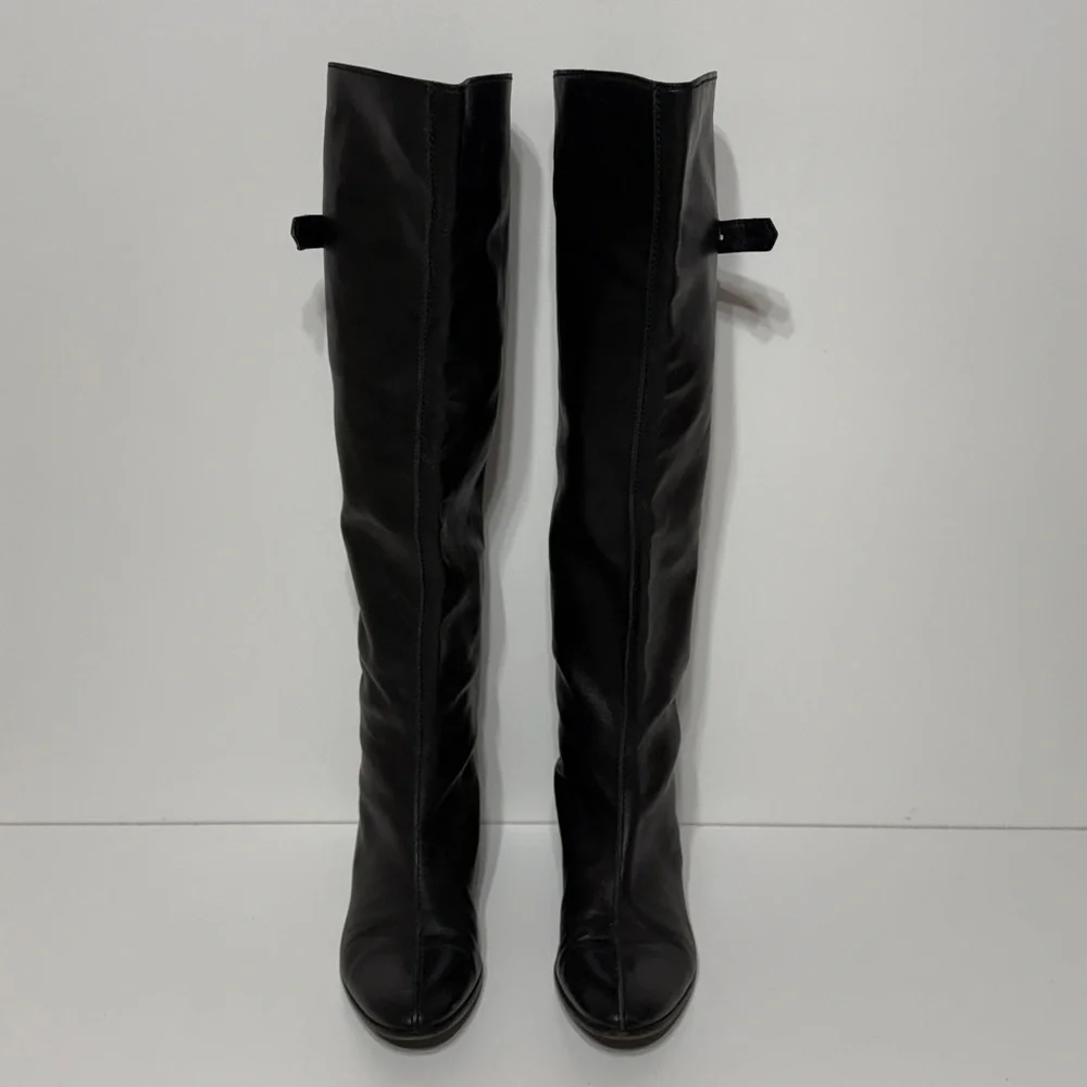 Sergio Rossi Knee High Tall Boots with Side Buckle Detail